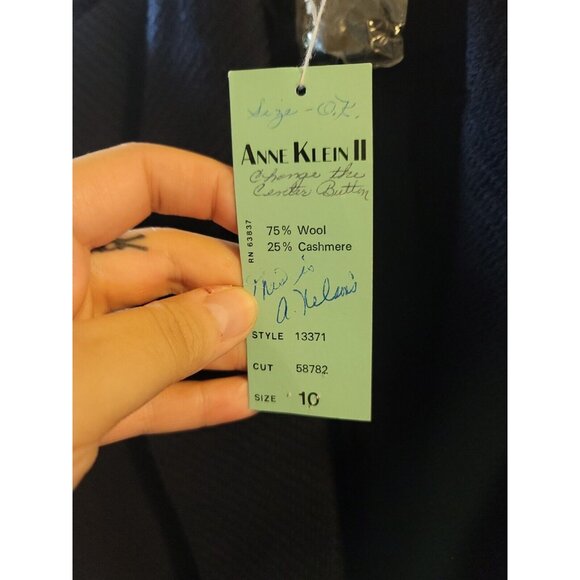 anne klein ii Vintage Wool Cashmere Jacket Coat Size 10. Nwt. Navy Blue. - Picture 10 of 14